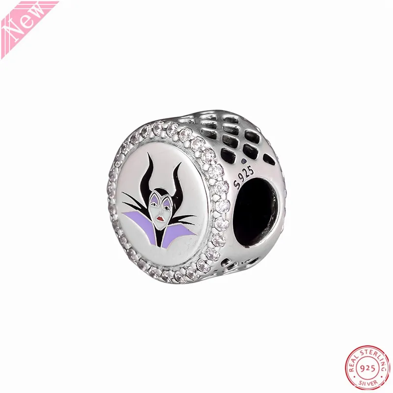 

Round Charm for Women Jewelry Making DIY Fit PANDORA Charm Silver 925 Original Feature Maleficent & 'Mistress of all evil' FL856