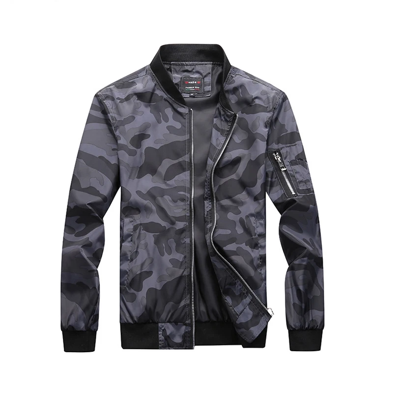 Военная камуфляжная куртка-бомбер, мужская куртка с принтом «воздушное» Пальто для мотоциклистов, верхняя одежда для мужчин с воротником-стойкой на молнии, Jaqueta Masculina
