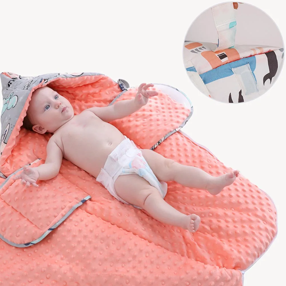 Детские Одеяло s Конверт для новорожденных Детские коляски пеленание Обёрточная бумага для младенцев детский спальный мешок хлопок теплый