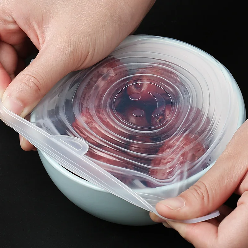 

Hot Sale Reusable Silicone Food Lid Bowl Covers Wrap Food Fresh-keeping Stretchable Household Kitchen Kit