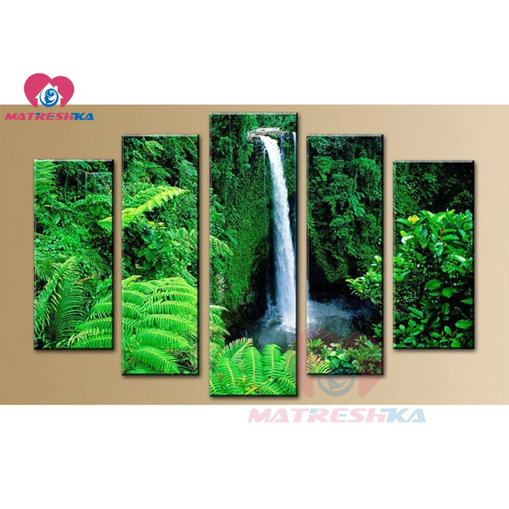 New 5d Diamond painting accessories full drill Cross stitch kits triptych waterfall Square Round Embroidery rhinestones | Дом и сад