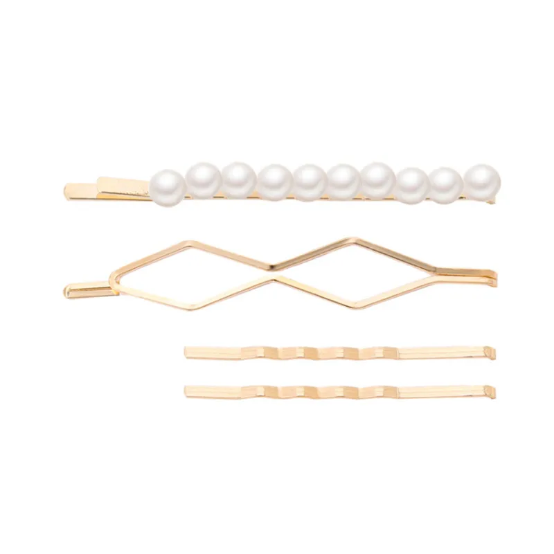 Kymyad 3Pcs/ Set Korea Fashion Metal Hairpins Imitiation Pearl Beads Hair Clips Bobby Pin Barrette Hairpin Hair Accessories - Metal color: 10