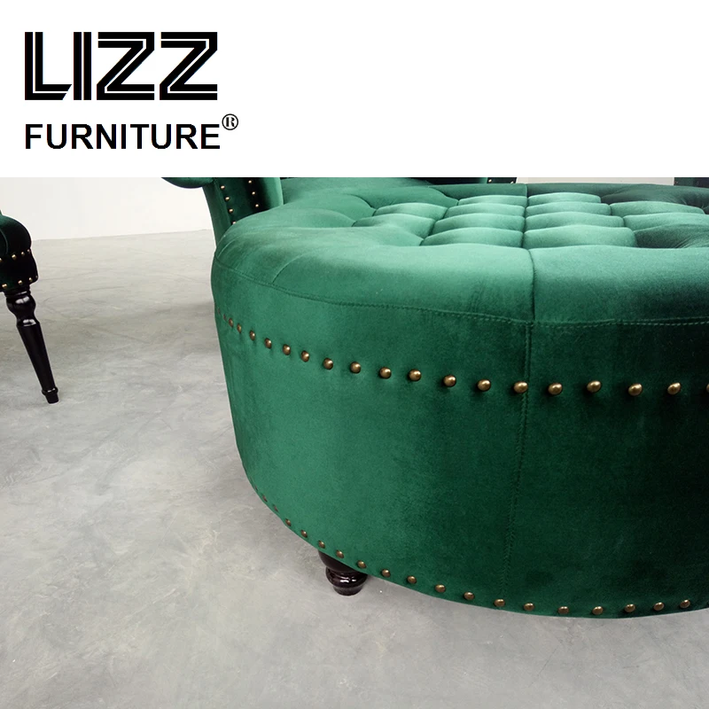 Lizz Europe Style Divani Button Tufted Sofa Sets Luxury Furniture Set Fabric Sofas For Living Room