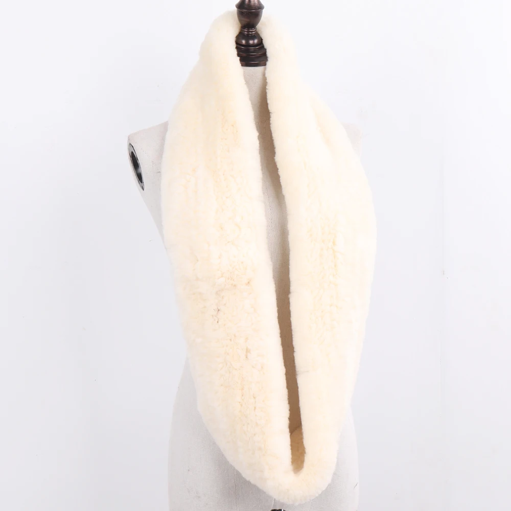 Женский шарф с мехом бесконечности, Круглый Длинный натуральный мех, зимние тёплые шарфы, уличная мода, кроличий мех, муфели, Прямая с фабрики