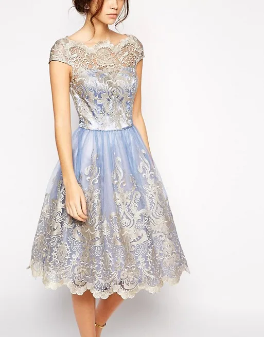 Женское короткое шифоновое платье, кружевное Сетчатое платье с вышивкой, Старинное платье до колен, сексуальное Клубное платье - Цвет: light blue