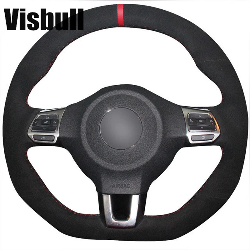 Visbull замшевая деталь V1027 для Volkswagen Golf 6 GTI MK6 VW Polo Scirocco R Passat CC Line 2010|Чехлы на руль| |