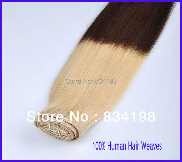 Two Tone Ombre Hair Weaves T4 Dark Brown 613 Bleach Blonde Hair