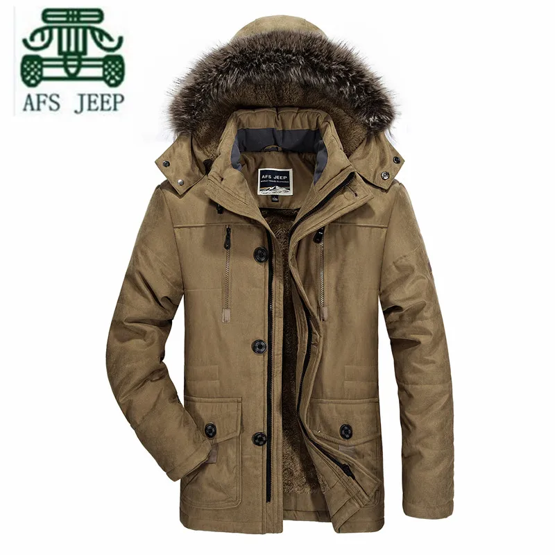 AFS JEEP 5XL 6XL Plus Size Winter 2016 Father Keep Warmly Coat Russian Winter Hooded Thickness