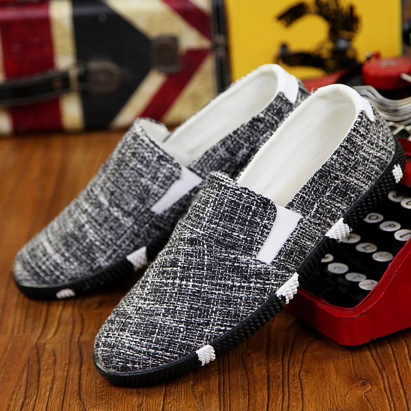 Men Hemp Canvas Shoes Casual for Men Spring Summer Slip on Men Flats Fashionable Brand Male Shoes Breathable Lazy Causal Loafers