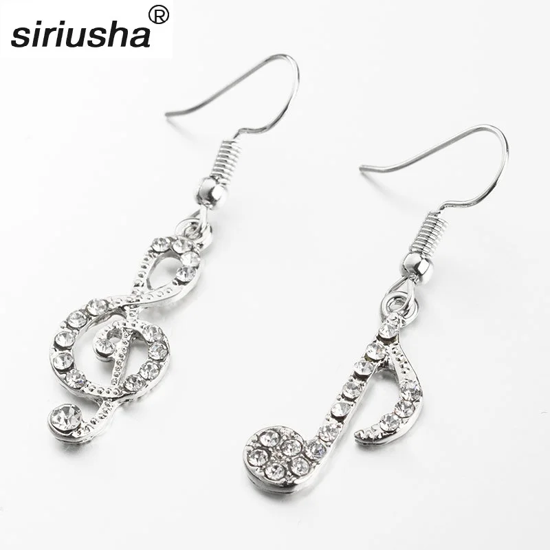 

Popular studded temperament asymmetric earrings girl shining personality music symbol jewelry earrings Y814