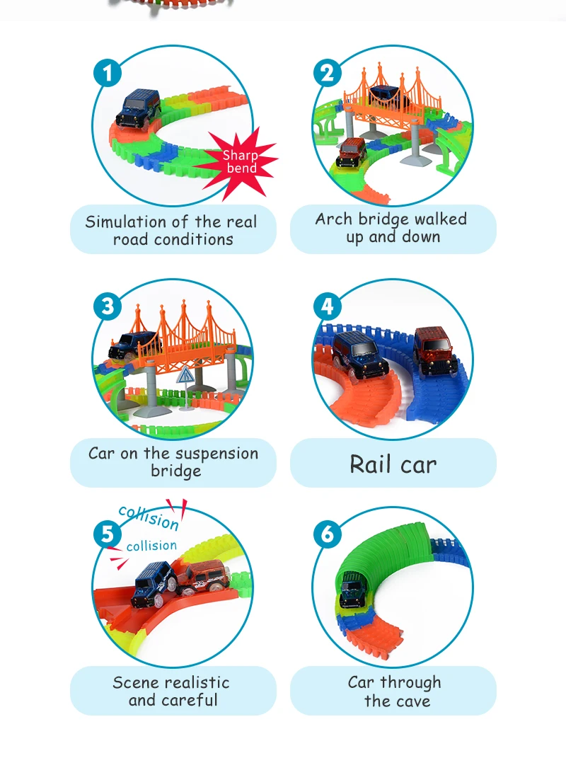 Светильник для железной дороги, светящийся трюк, светящийся гоночный светильник, гибкие игровые автоматы, магический грузовик, игрушки для мальчиков, чудо-треки