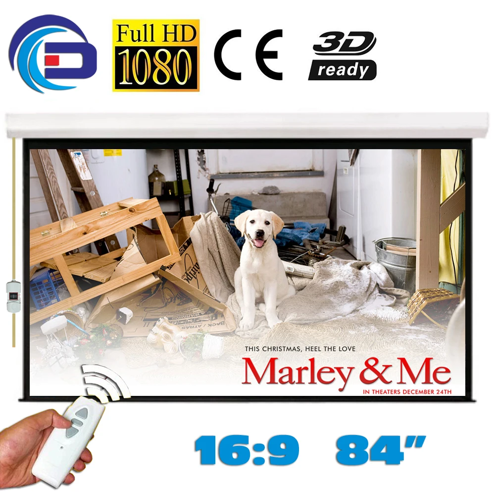 84 'ཌ:9 высокое качество Электрический проекционный экран pantalla proyeccion для LED LCD HD