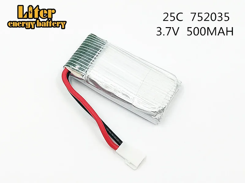3 шт 3,7 V 500 мА/ч, 25C Дрон с перезаряжаемым аккумулятором Lipo Батарея 752035 для дрона с дистанционным управлением E33 E33C H99W KY101 H31 H6C H98 H107 Квадрокоптер