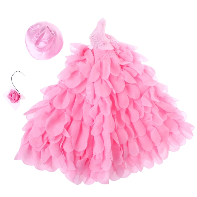 

Baby Doll Evening Dress Doll Clothes With Hat Pink Romantic Wedding Dress dress and Hat for Doll