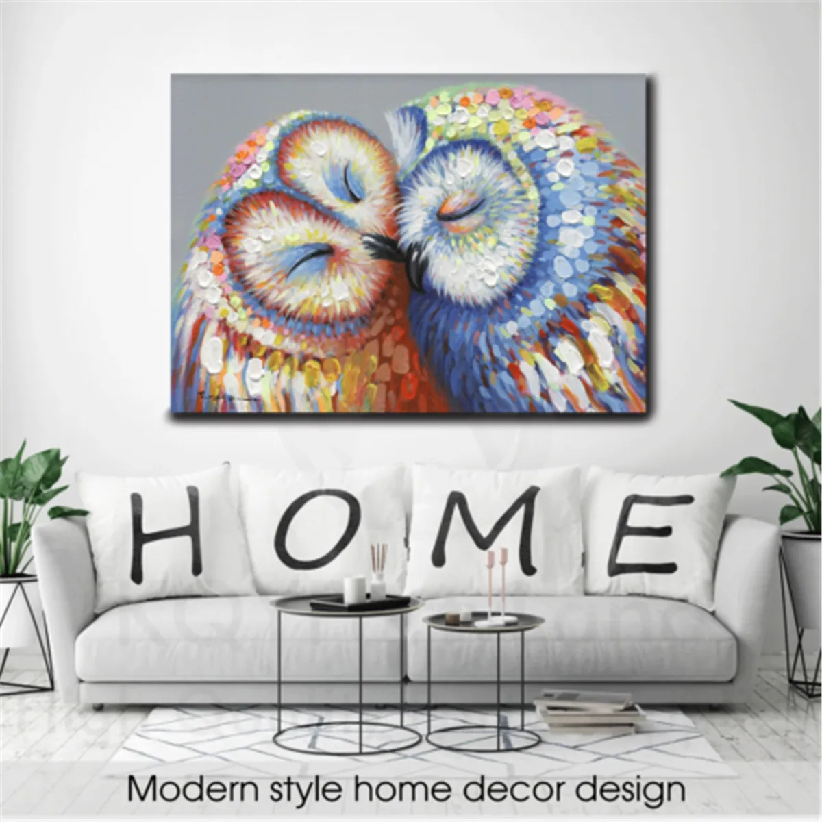 

Kissed Owls Couple Canvas Print Picture Hang Wall Art Home Decor Owl DIY Painting By Numbers Wall Art Picture Oil Painting