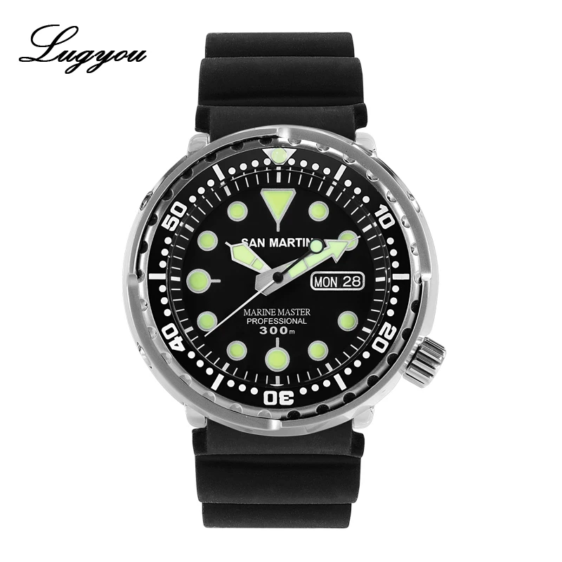 

LUGYOU TUNA Automatic Mechanical Men's Diving Watch Stainless Steel 30 ATM NH36 Sapphire Super Luminous Rubber Black Fashion SLN