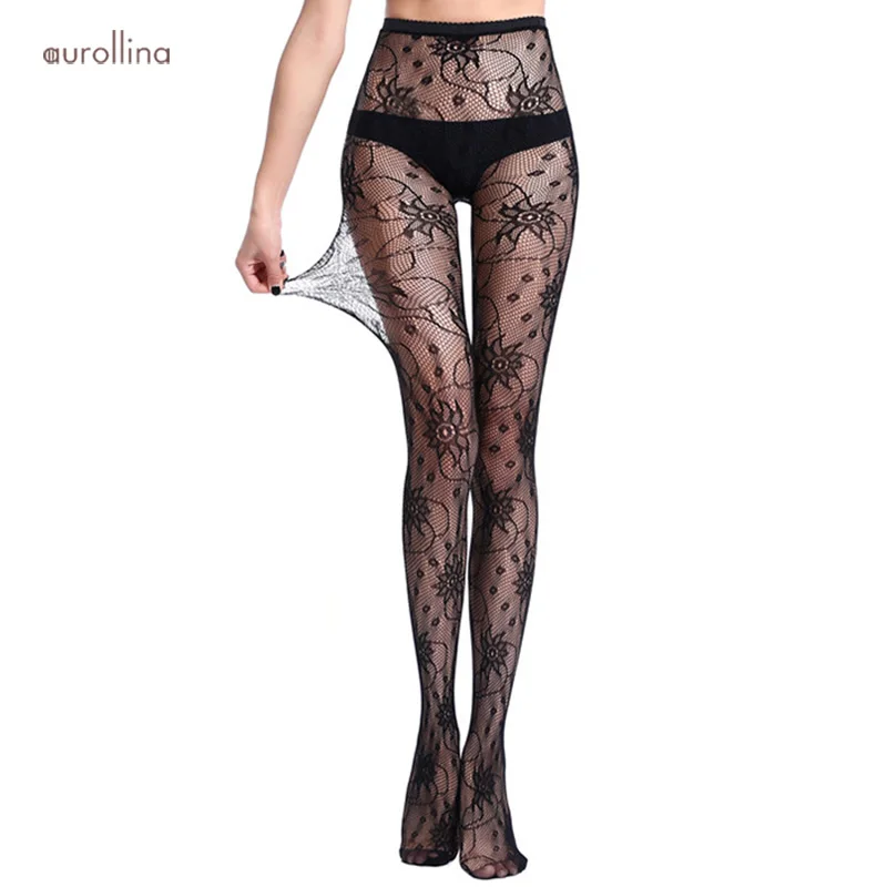 

Jacquard Fishnet Pantyhose Women Sexy Strumpfhose Stocking Floral Details Sexy Wild Nylon Stockings Mesh Grid Hosiery Lingeries