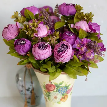 

Wedding Decoration Floers European Fake Flowers Vintage Artificial Peony Silk Flowers Home Silk Peony Flowers Bouquet Flores