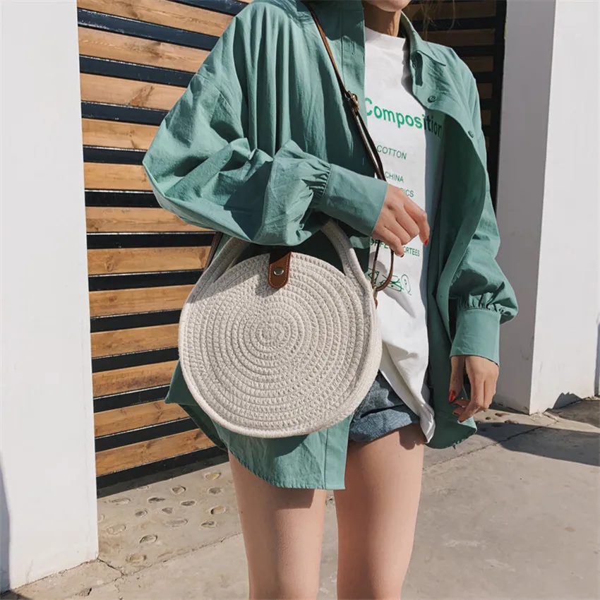 TOYOOSKY Round Mulit Style Straw Bag Handbags Women Summer Rattan Crossbody Bag Handmade Woven Beach Circle Bohemia Shoulder Bag