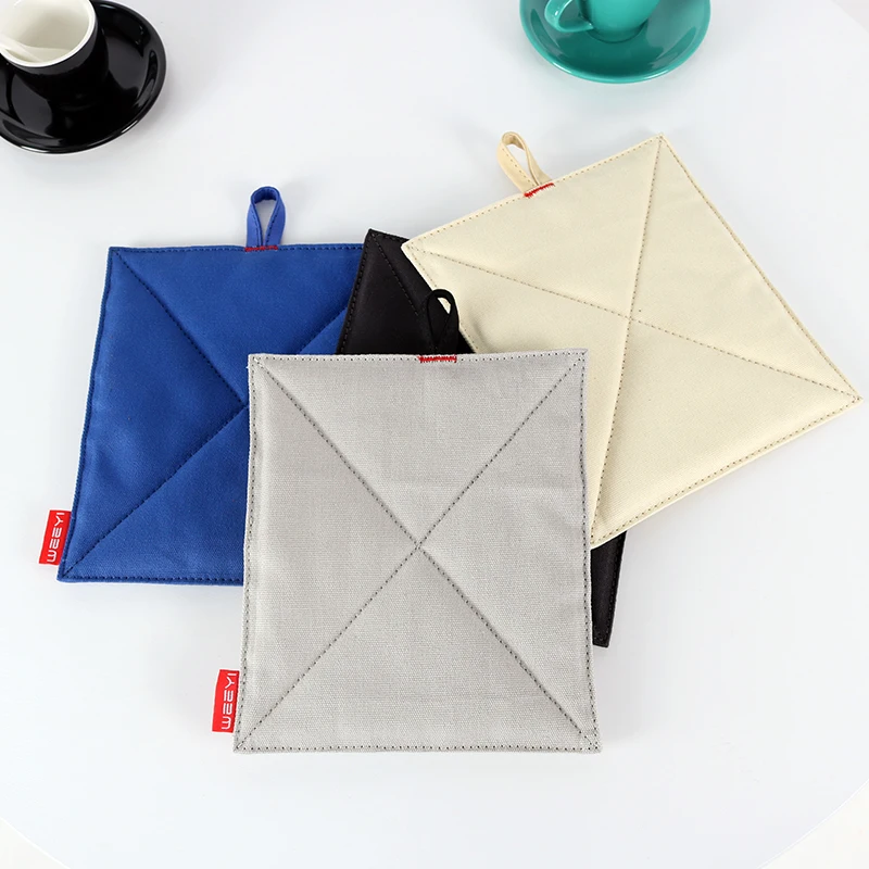 

WEEYI 1Pcs Table Mat Cotton Canvas Square Kitchen Hot Pads Anti-skid Drink Mug Coaster Heatproof Placemats Pot Holder For Dining