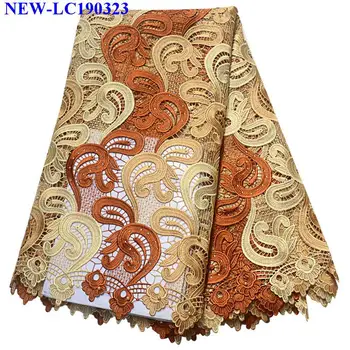 

Hot selling guipure lace fabrics 2019 high quality Guipure Cord soluble lace fabric nigerian cord lace fabric 5 yards/lot MJD01