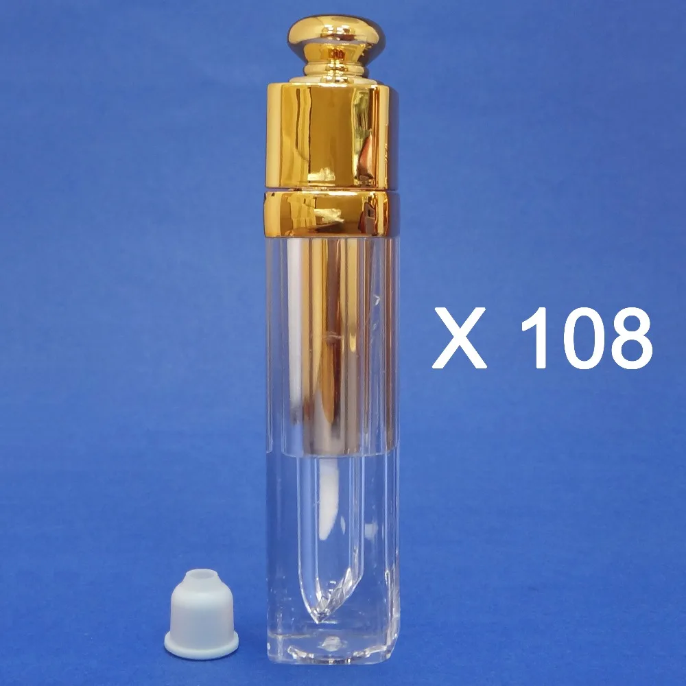 108 Pcs Empty Square Shape Lip Gloss Wand Container Packaging w Wand