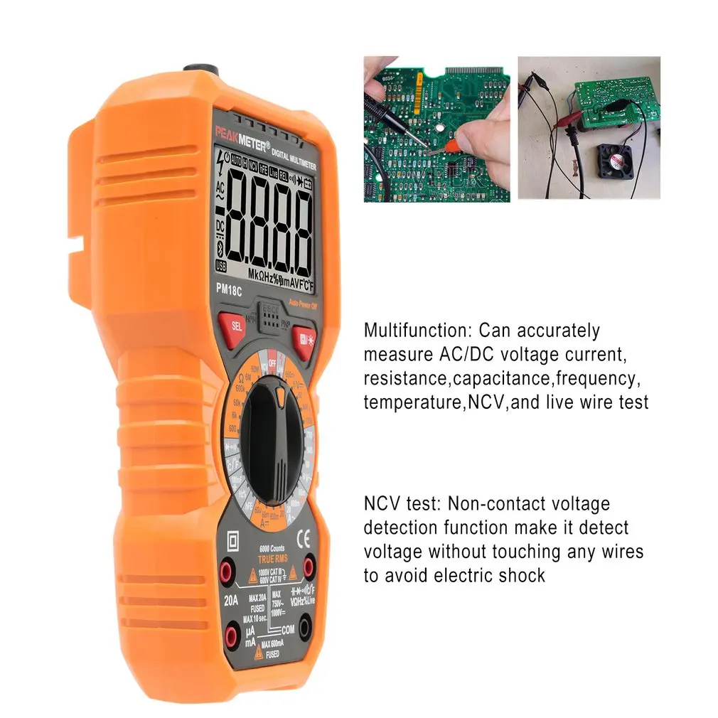 PEAKMETER PM8233E Авто Диапазон Цифровой мультиметр Multi function метр тестер инструменты DC