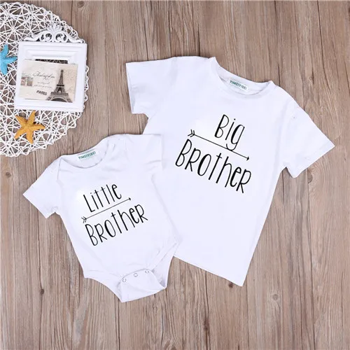 

Newborn Infant Kid Baby Boy Cotton Short Sleeve Kid Baby Boy Jumpsuit Big Brother T-shirt Matching Outfit Baby Clothes
