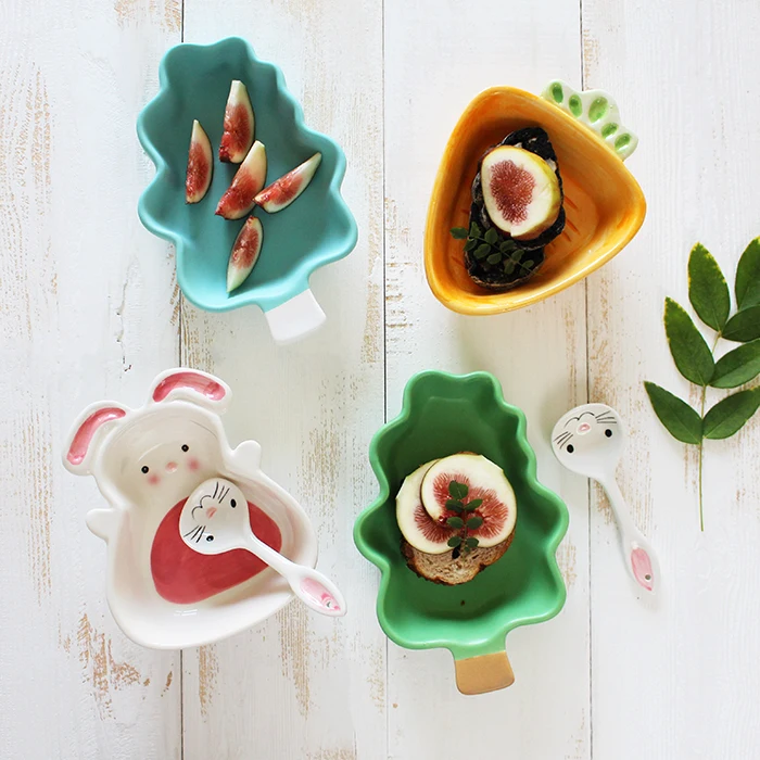 Cute carrot plate rabbit dishes kids eating tools dinnerware sets food plates salad tray dishes