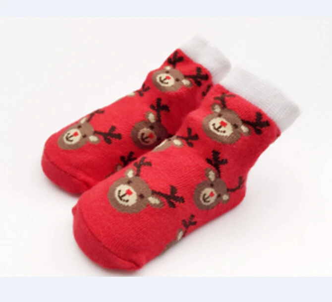Зимние Детские Рождественские Носки Нескользящие Детские хлопковые носки для малышей милые рождественские носки с Санта-Клаусом и снеговиком для мальчиков и девочек От 0 до 2 лет - Цвет: C
