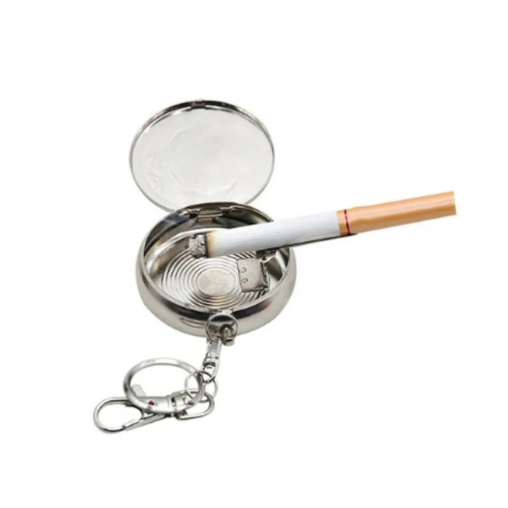 Mini Stainless Steel Cigarette Ashtray Portable Pocket Ashtray/Vehicle Ashtray with Key Chain and Cigarette Snuffer Dropshipping
