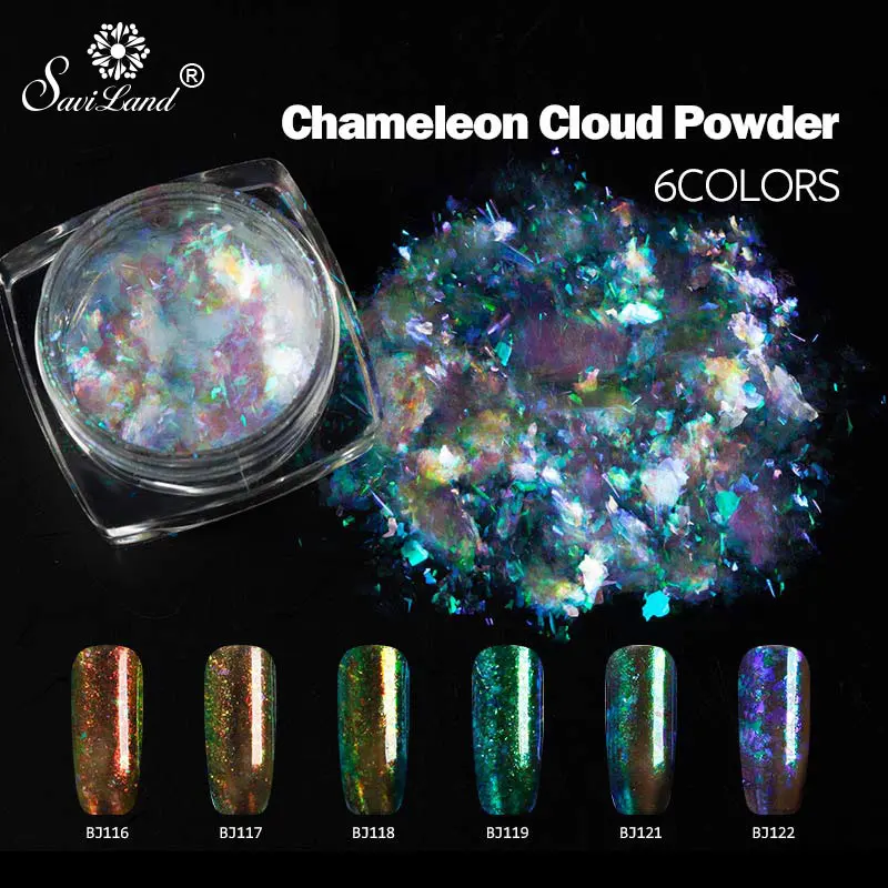 

Saviland Cloud Chameleon Nail Glitter Powder Mirror Effect Nail Tips Irregular Paillette Star Glitter Dust Nail Art Decoration