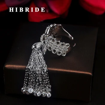 

HIBRIDE Beauty Charm Chain Cubic Zirocnia Women Open Adjustable Engagement Ring Anillos Mujer For Party Show Gifts R-204