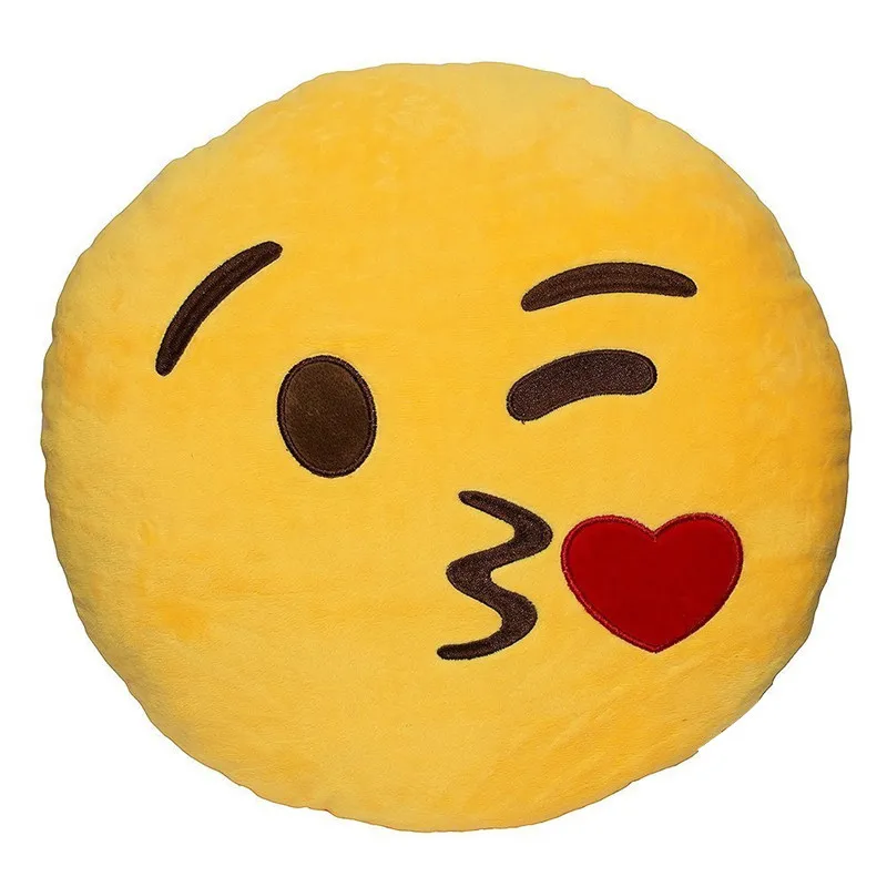 New 32cm Emoji Smiley Emoticon Pillow Yellow Round Cushion Stuffed Plush Soft Toy H1