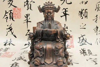 

Chinese Buddhism Temple Pure Bronze Sea Dragon King Wealth God Buddha Statue a 0518