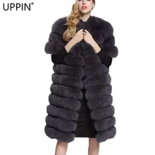 UPPIN меховые пальто для женщин стиль пальто из искусственного меха Для женщин искусственный мех лисы Пальто Длинные Стиль Половина рукавом толстые теплые Меховая куртка женская верхняя одежда шуба дубленка