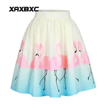 XAXBXC 004 Новинка, летняя сексуальная юбка принцессы для девочек, юбка-пузырь, фламинго, птица, пианино, 3D принты, Скейтер, плиссированная, до колена, миди, Женская юбка
