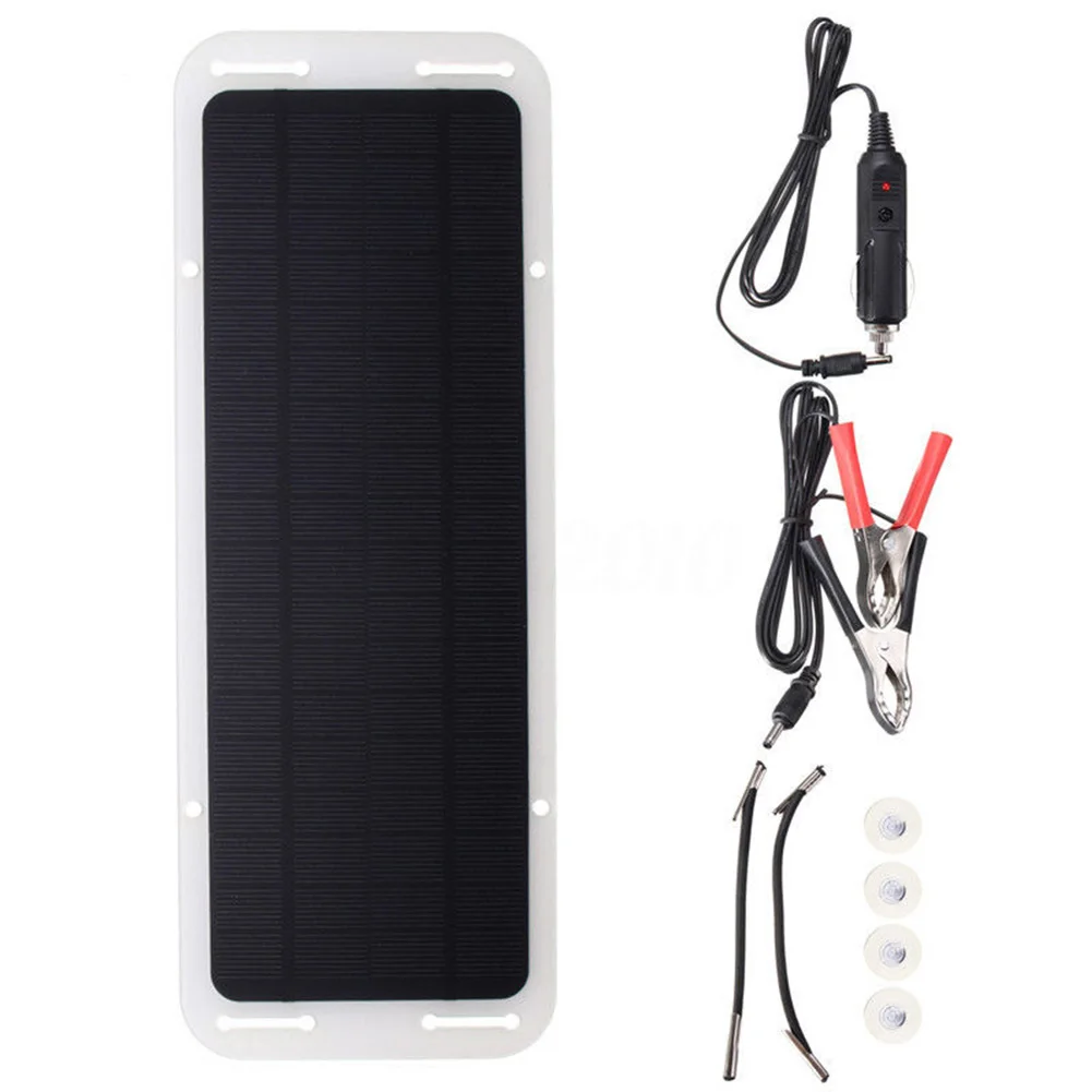 

12V 5W Solar Panel Car Charger Portable Ultra Thin Solar Panel Charger USB Port Automobile Motorcycle Tractor Boat RV Batteries