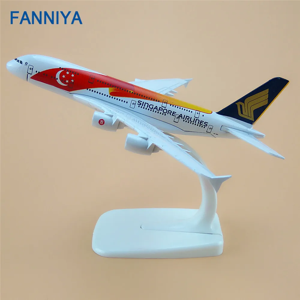 

16cm Air Singapore Airlines 50th Anniversary Airbus 380 A380 Plane Model Aircraft Airways Airplane Model w Stand
