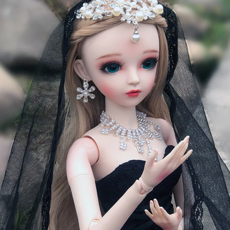 BJD 60 см элегантная кукла черное свадебное платье BJD кукла с макияж ручной работы красота игрушки подарок