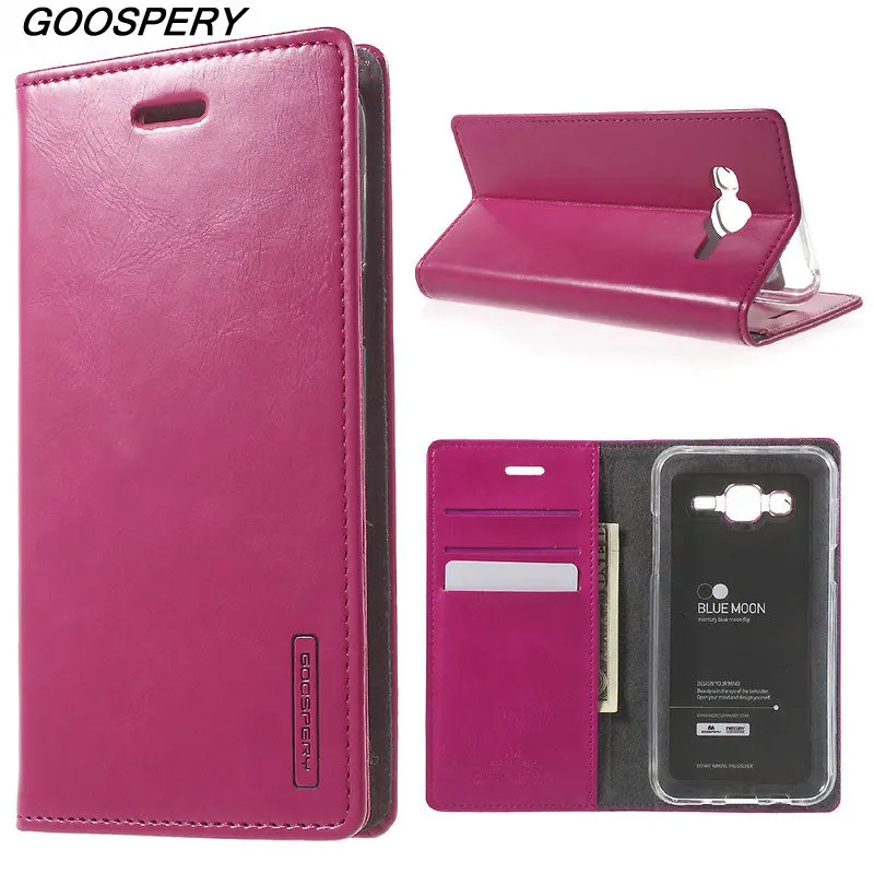 For Samsung J5 J500 Case Original MERCURY GOOSPERY Blue Moon Leather Wallet Phone Cover Case for