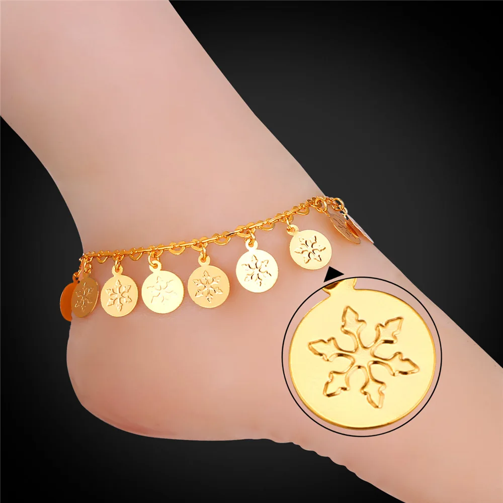 Женский браслет Kpop Snow Anklets золотистые/Серебристые браслеты на ногу модные