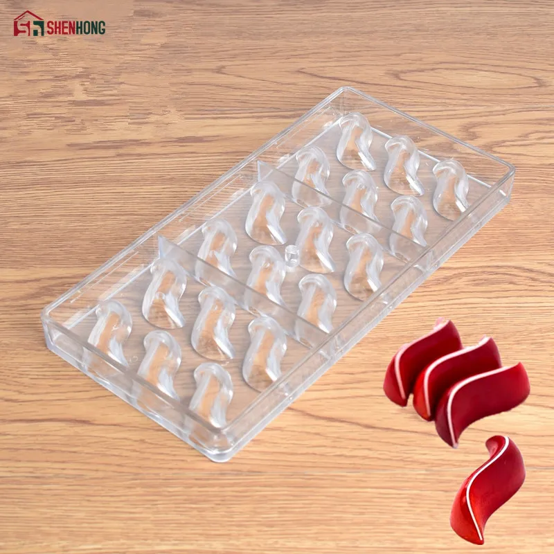 

SHENHONG S Chocolate Mold Curve Arc Polycarbonate Chocolate Mould New Design Baking Molds 3D Candy Mold BPA Free Baking Tools