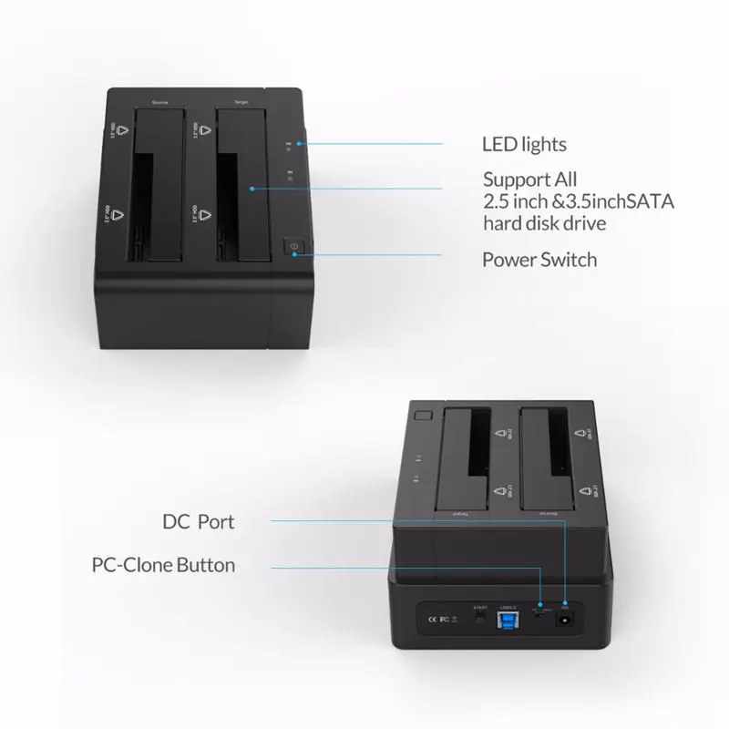 6628Us3-C 3,5 дюймов Dual Bay Usb 3,0 на SATA HDD SSD корпус док-станция жесткий диск инструмент Бесплатный Дубликатор 16 ТБ с Offli