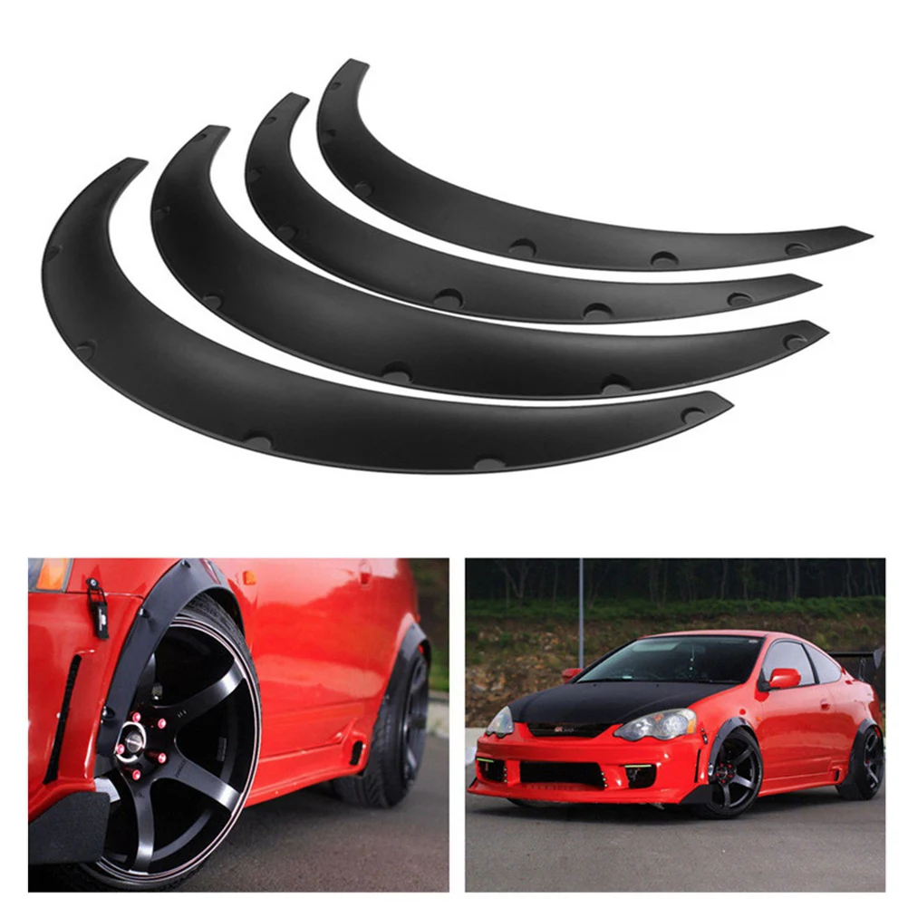 

4pcs Universal Black Flexible Car Wheel Brow Car Truck Wheel Eyebrow Arch Trim Lips Fender Flares Protector Car Styling Decor