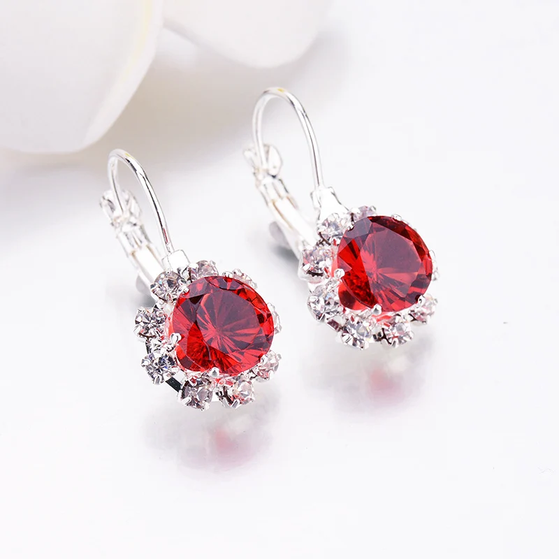 

Fashion New Allergy Free Earring 6 Colors Exquisite Crystal Big Gem Rhinestones High Quality Unique Zirconia Earrings 1Pair