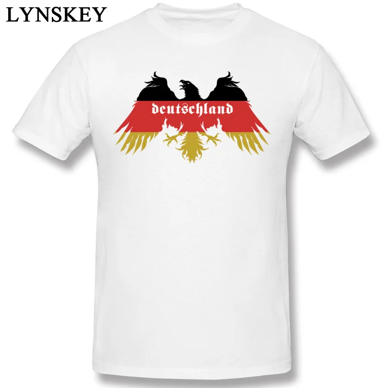 

O-neck T-shirt Men Cool 100% Cotton Top Tee Shirts Short Sleeve Cartoon Eagle Autumn Clothing Deutschland Flag Colors Of Germany