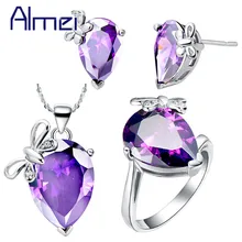 Almei Свадебные американские модные серьги с колье с подвесками из камней кольцо, CZ ювелирные изделия с цирконом наборы, бабочка ювелирные изделия для женщин T090