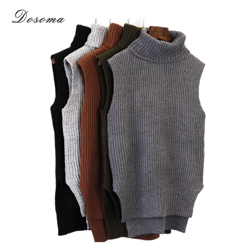 turtleneck sleeveless top 2016 fashion autumn/winter turtleneck sweater