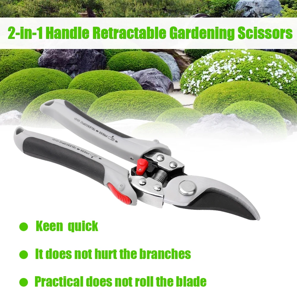 

2-in-1 Handle Retractable Gardening Scissors Multifunctional Manual Pruning Shears Branch Cutter for Tree Garden